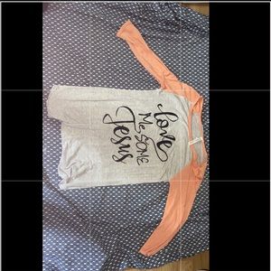 Medium-Sleeved Beige and Coral Jesus Shirt